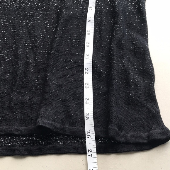 LAURA black silver metallic shimmery cowl neck long sleeve dressy shirt Small - Picture 8 of 10